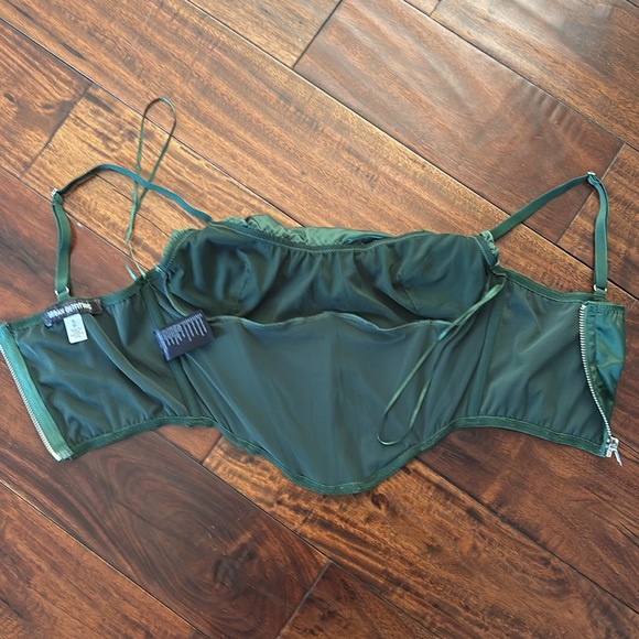 Urban Outfitters | Emerald Satin cowl neck corset crop top - Picture 5 of 7